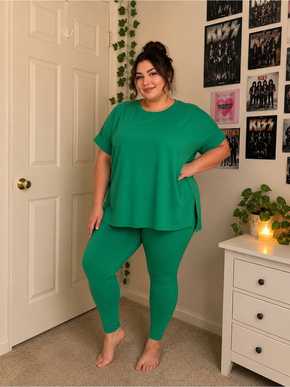ZENANA PLUS Kelly Green Two-Piece Lounge Set